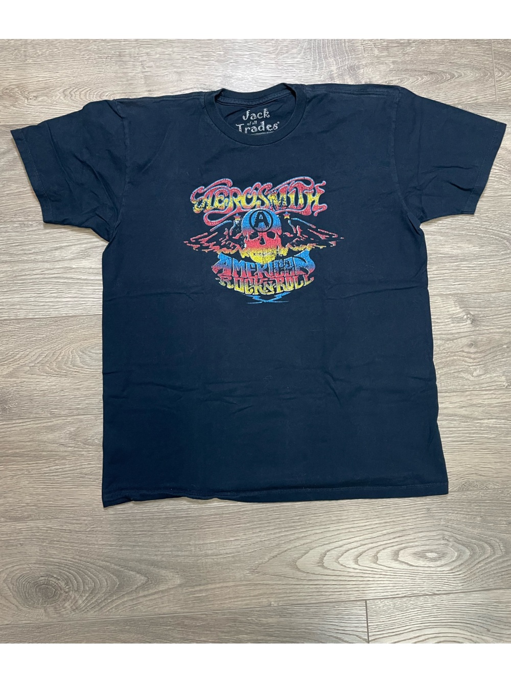 Aerosmith‎ American Rock Roll T-Shirt Skull Wings Band Tee Large